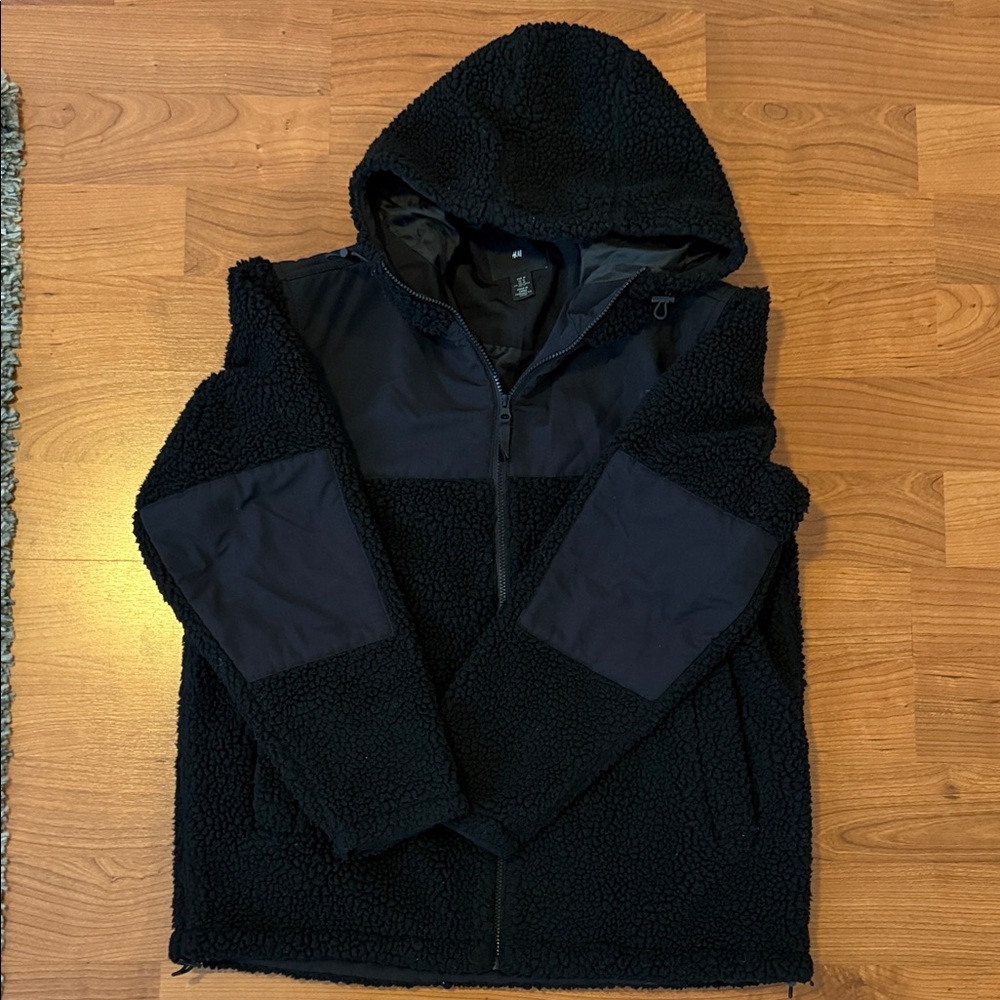 H&M Black Fleece Zip-Up Hoodie